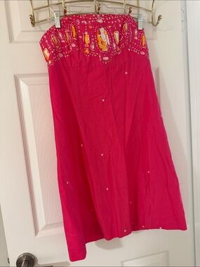 Lilly Pulitzer Strapless Hot Pink Embellished Dress
